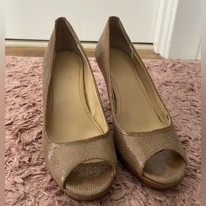 Calvin Klein peep toe stiletto heels beige